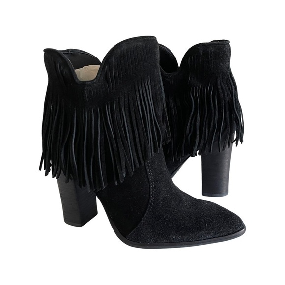 Antonio Melani Suede Fringe Booties - Picture 1 of 8
